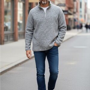 Bonobos Italian Wool Fleece Half Zip Size Medium Natural Gray Pullover Sweater